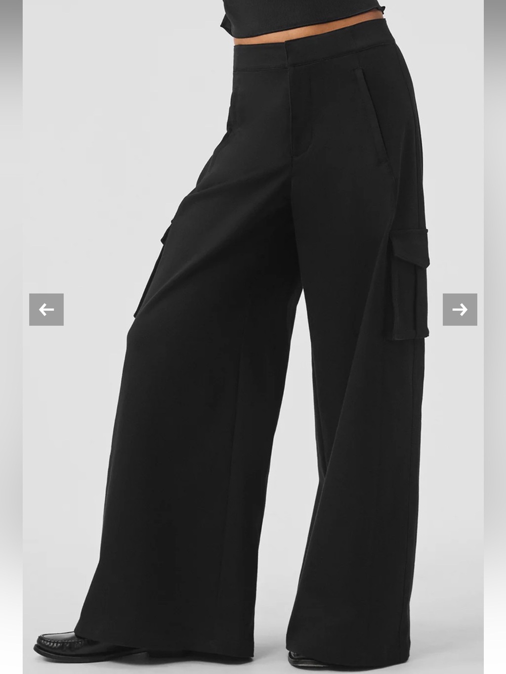 Alo Yoga Show Off Cargo Wide Leg Trouser High Rise Black 30” Sz M 8-10 W51383R